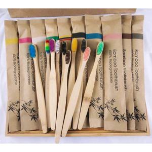 30pcs 친환경 칫솔 대나무 칫솔 Resuable 휴대용 성인 나무 부드러운 칫솔 홈 여행 호텔