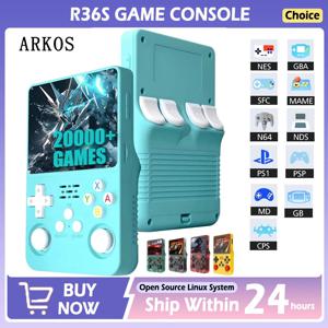 R36S 레트로 휴대용 비디오 게임 콘솔 3.5인치 IPS 화면 저장 20000 게임 라이브러리 Arkos Linux 시스템 휴대용 포켓 플레이어