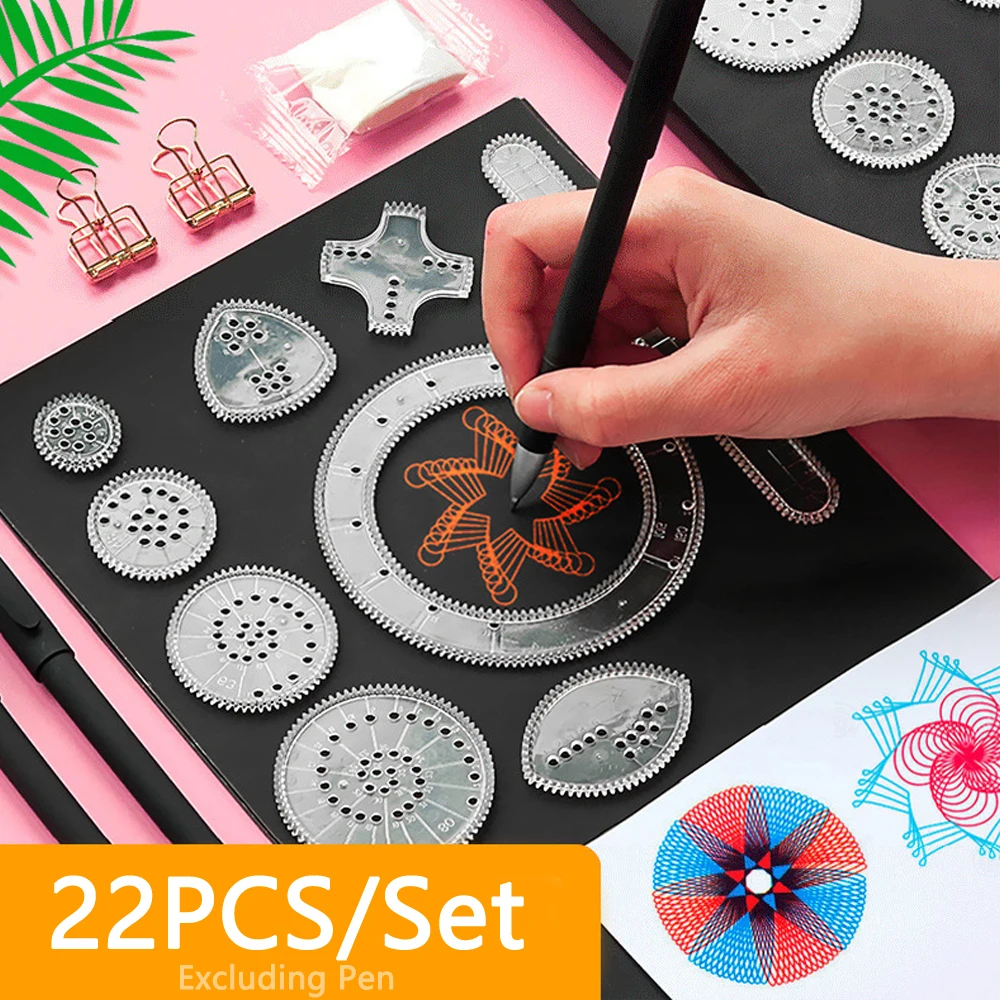 재미 있은 기하학 Spirograph 그리기 스텐실 세트 크리 에이 티브 기하학 눈금자 장난감 그리기 도구 어린이 몬테소리 교육 장난감 선물