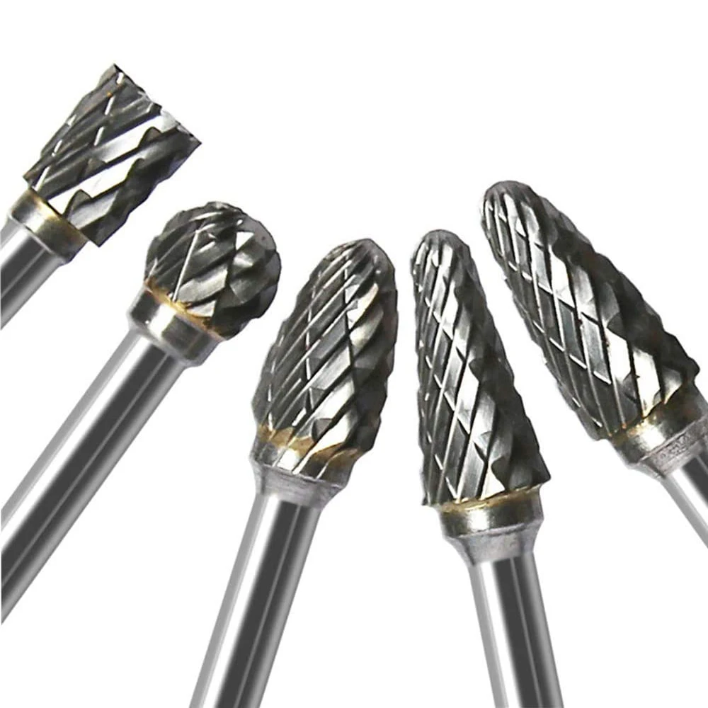텅스텐 카바이드 로터리 버 세트 10pcs 나무 및 돌 조각, 철강 금속 작업을위한 3mm 생크 6mm 비트로 버 비트 조각