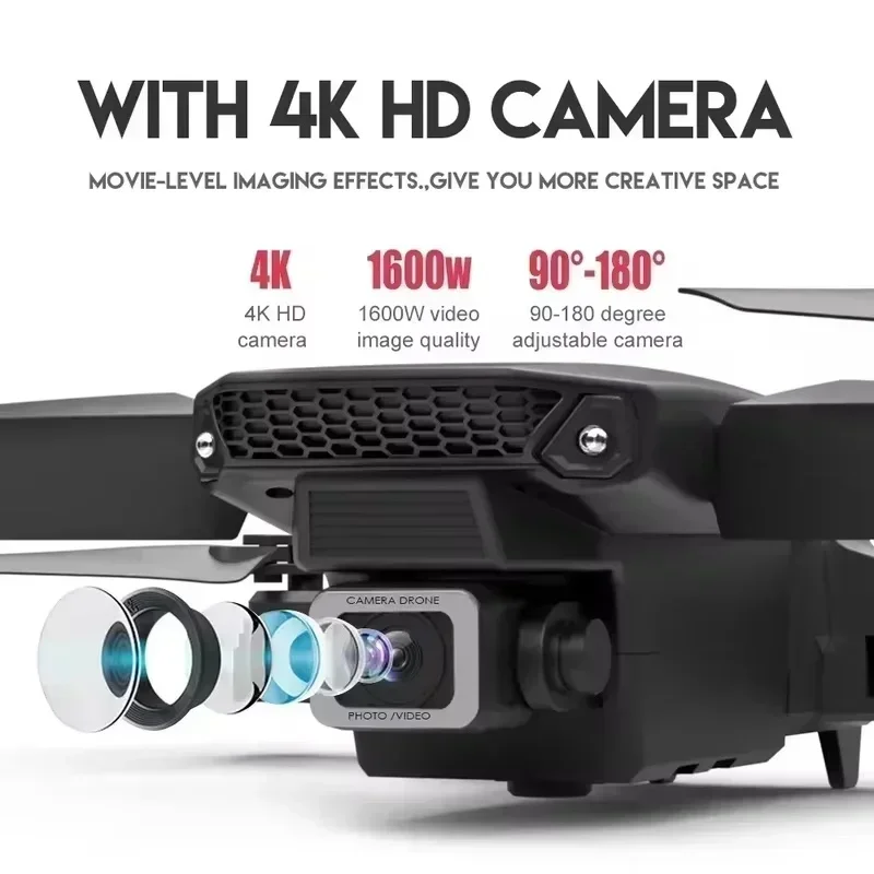 E88Pro RC 드론 듀얼 HD 카메라 8K 전문가용 1080P 광각 접이식 WIFI FPV 헬리콥터 고도 유지 기능 탑재