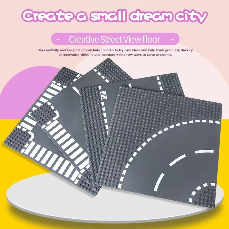 32X32 클래식 도로 빌딩 블록 기본 플레이트 도시보기 교통 도로 피규어 건설 장난감 벽돌 32 도트 플라스틱 베이스 플레이트