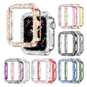 Apple Watch 시리즈 9 8 7 6 5 4 3 2 1 SE(화면 없음), 여성용 글리터 라인스톤 보호 프레임용 블링 케이스.