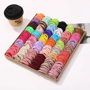 50Pcs 소녀 캔디 컬러 헤어 밴드 헤어 액세서리 3.8cm 탄성 고무 밴드 헤어 밴드 어린이 포니 테일 홀더 밴드