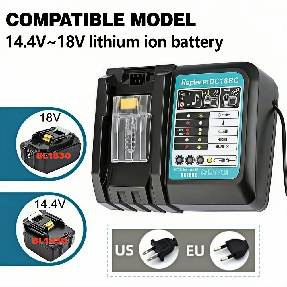 Makita 18V 드릴 배터리 충전기 용 DC18RC Makita 14.4V 18V LXT BL1815 BL1860 BL1430 BL1450 용 3A 리튬 이온 충전기