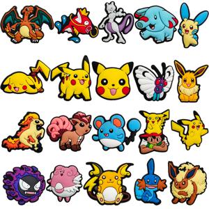 10/20/27Pcs Kawaii 포켓몬 피카추 스니커즈 버클 애니메이션 Charizard Squirtle 홀 슬리퍼 액세서리 Decration 버클 선물