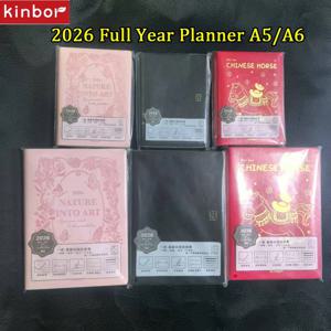 킨보르 2026 A5 A6 연간 노트 하루 1페이지 52g 바촨 용지 말년 플래너 리브레타스 계획 효율성 매뉴얼 할 일 목록