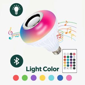 RGB 스마트 블루투스 스피커 음악 전구 원격 제어와 다채로운 무대 전구 E27 12W Led 디 밍이 가능한 전구 홈 파티