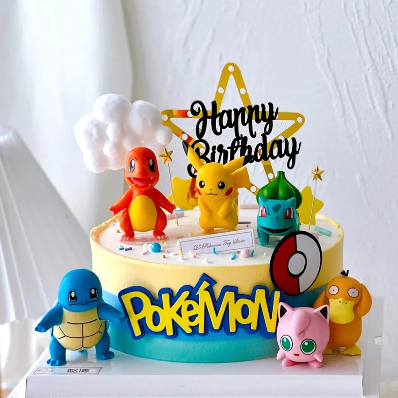13 개/대 포켓몬 케이크 토퍼 피카추 애니메이션 그림 파티 생일 축하 포켓몬 케이크 장식 용품 소년 장식품 어린이 선물