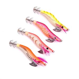 4PCS 낚시 미끼 랩핑된 새우 미끼 문어 새우 목재 미끼 오징어 지그 낚시 훅 약 8.5CM 7.3G, 야외 낚시용