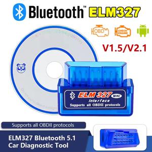 블루투스 5.1 16 핀 인터페이스 ELM327 V2.1 Obd2 스캐너 자동차 진단 도구 코드 리더 도구 안드로이드에 대한 슈퍼 미니 ELM 327 V1.5