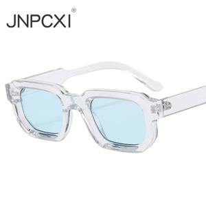 JNPCXI 여성을위한 패션 블루 스퀘어 선글라스 남성 레트로 럭셔리 디자이너 클리어 렌즈 선글라스 음영 UV400 안경