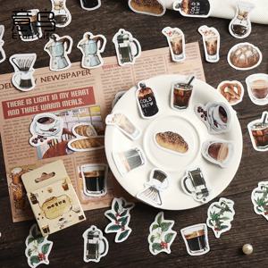 빈티지 스타일 클래식 커피 애호가 스티커, 창의적인 재료 장식 스티커, DIY 그림 스티커, 46 개