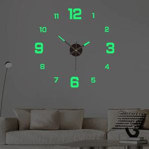 창의적인 미니멀리스트 야광 시계 무타공 프레임리스 무소음 벽걸이 시계 거실 침실 벽 스티커 장식 시계