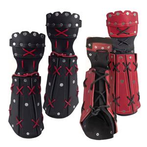 중세 닌자 사무라이 PU 가죽 팔 갑옷 Bracer 긴 장갑 바이킹 기사 코스프레 의상 Steampunk 판타지 건틀릿 팔찌