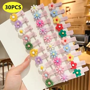30PCS 또는 10PCS 헤어 클립 소녀 귀여운 만화 컬러 헤어 액세서리 캔디 컬러 스타일 헤어 클립 유아 헤어 착용 머리 장식
