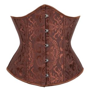 빈티지 Underbust 코르셋 탑 여성 고딕 자카드 플라스틱 뼈 바스크 바디 셰이퍼 슬리밍 허리 트레이너 Bustier