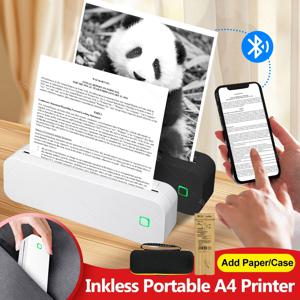 Inkless A4 휴대용 열전사 프린터는 A40 감열지를 지원합니다. 자동차 및 사무실용 Bluetooth 무선 모바일 여행용 프린터