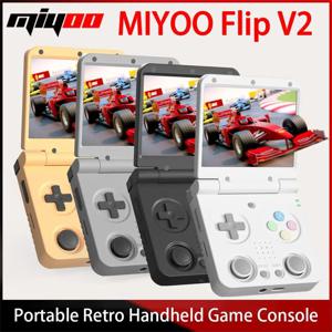 MIYOO Flip V2 레트로 핸드 헬드 게임 콘솔 (금속 경첩 포함) 3.5 ''IPS 스크린 소형 휴대용 게임기 듀얼 아날로그 스틱 선물