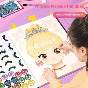 DIY 공주 메이크업 세트 Kawaii 색칠 예술과 공예 어린이 소녀 어린이 장난감 책 애호가 선물 미술 용품 ​​드레스 스티커