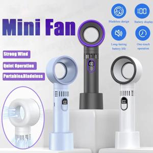 미니 날개 없는 선풍기 100단계 자유 조절 지능형 디지털 디스플레이 휴대용 USB 충전 고풍량 가정용 2025 신제품