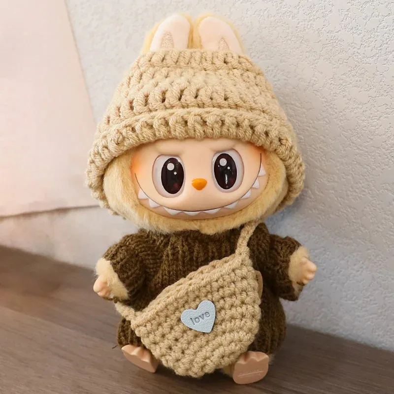 미니 인형 부드러운 니트 스웨터 정장 인형 액세서리 Kawaii 니트 옷 장난감 수집가를위한 토끼 귀 모자