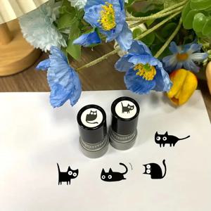 4 스타일 귀여운 만화 스탬프 사랑스러운 작은 검은 고양이 스탬프 DIY Scrapbooking 장식 일기 콜라주 편지지