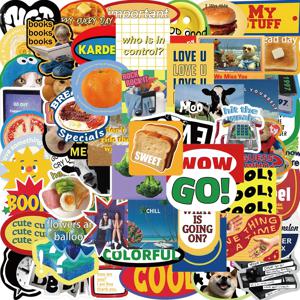 60Pcs 디저트 스티커 케이크 오후 차 Scrapbooking 재료 노트북 수하물 노트북 장식 DIY 어린이 장난감 방수