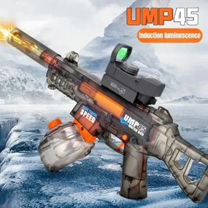UMP45 전동 물총 전자동 기관단총 조명 포함 대용량 야외 해변 수영장 사격 게임 어린이 장난감