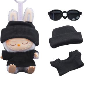 미니 라부부 인형 옷 의상 액세서리 로파 라부부 아이돌 10cm 면 인형 1/6 BJD 캔버스 백팩 안경 모자 의류