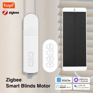 Tuya Zigbee 스마트 전기 커튼 모터 체인 롤러 블라인드 태양 전지 패널이있는 비드 커튼 스위치 시스템을 당겨 Alexa Google 홈
