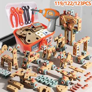 어린이 공구 세트 DIY 너트 조립 장난감 키트 STEM 조립 도구 몬테소리 장난감 남아 여아 선물, 전동 드릴 공구 상자 (옵션)