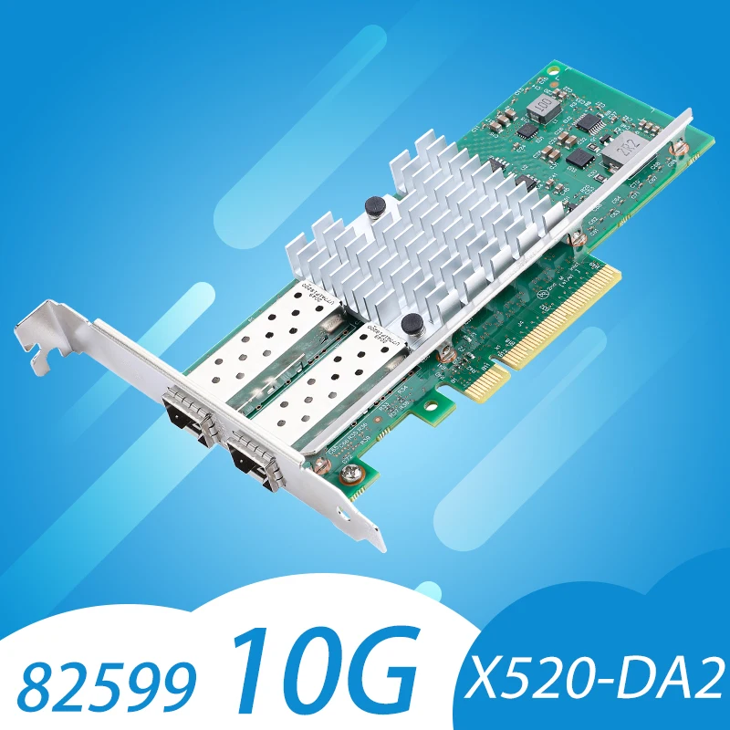 Intel X520-DA2 10Gb SFP+ PCI-E 네트워크 카드 NIC, Intel 82599ES 칩, 듀얼 SFP+ 포트, PCI Express X8, 이더넷 포함