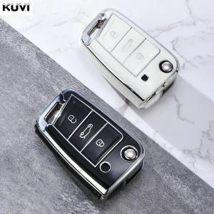 폭스 바겐 골프 7 MK7 Tiguan MK2 좌석 Ateca Leon FR 2 Ibiza For Skoda Octavia A7 용 핫 TPU 자동차 플립 키 케이스 커버 Fob