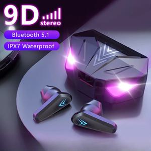 새로운 AIR X15 이어폰 Bluetooth 무선 게이머 헤드폰 65ms 낮은 대기 시간 이어 버드 fone 게이머 헤드셋 게이머 (마이크 핸즈프리 포함)