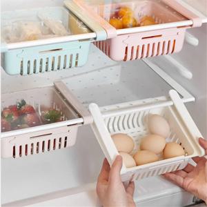 1 PC 확장 가능한 냉장고 보관 바구니, 거실 홈 보관 상자, 계란 보관 및 정리 상자, 냉장고 선반