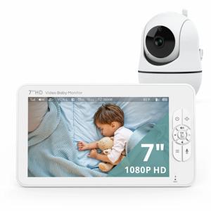 Babystar 7인치 비디오 베이비 모니터, 1080P HD 디스플레이, IPS, HDCam 2개 지원, 24시간 배터리 수명, 1000피트 범위, 분할 모드, 베이비폰