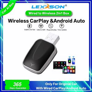 2 in 1 AI Box 미니 어댑터는 무선 Carplay 및 Android Auto에 유선으로 연결되어 자동차 플러그 앤 플레이 WiFi 스마트 동글의 99%와 호환됩니다.