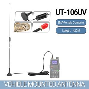 UT-106UV 자동차 안테나 BAOFENG UV-5R BF-888S UV-21 PRO V2 Quansheng UV-K5 UV-K6 UV-K5(8) 용 자기 SMA-여성 듀얼 밴드 안테나