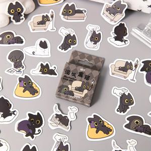 MOHAMM 46 시트/박스 스크랩북, DIY 장식, 플래너, 여행 가방, 일기용 애니메이션 검은 고양이 스티커,