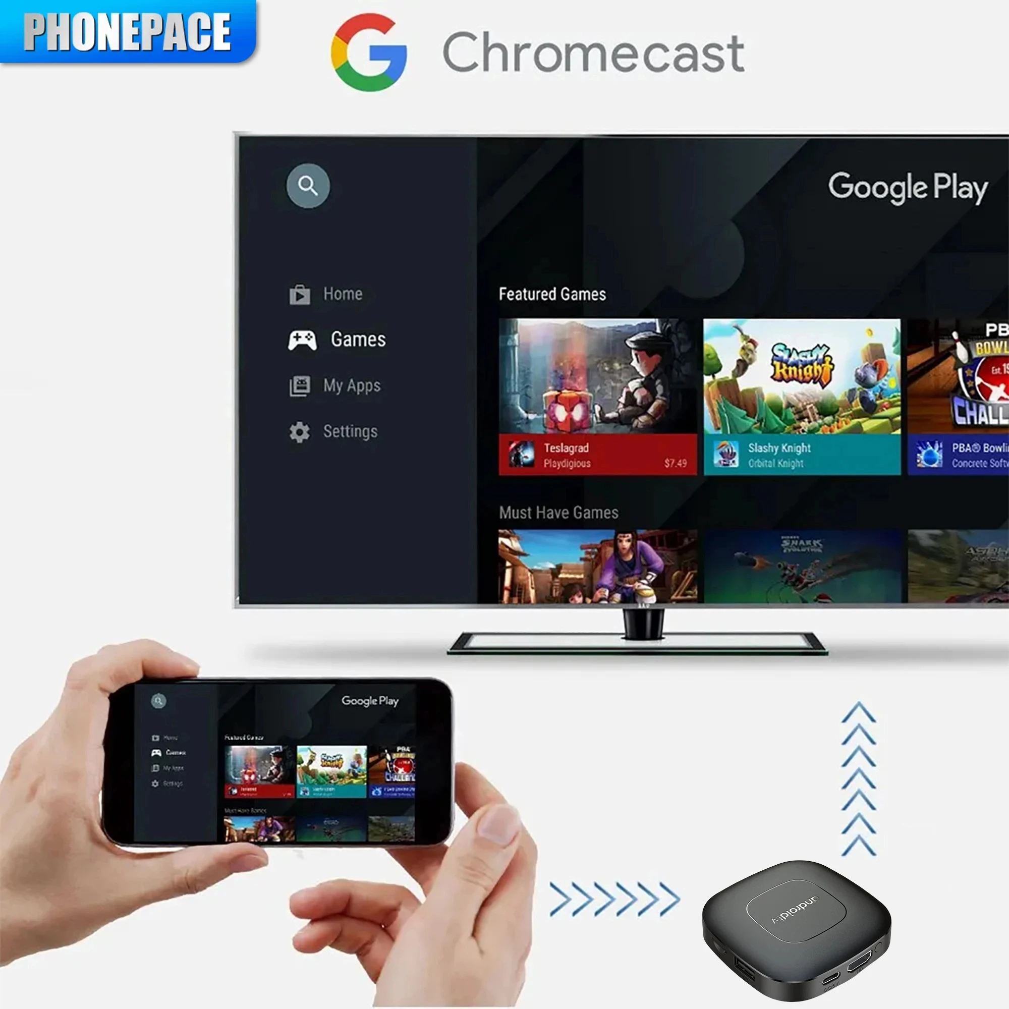 PHOPNEPACE T1 스마트 홈 시어터 TV 박스 AllwinnerH313 Google Assistant Netflix 스트리밍 Bluetooth 미디어 플레이어 2.4G5G Wifi 16G
