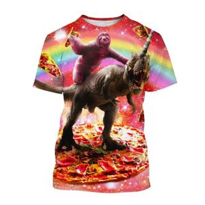 Funny Galaxy Sloth T 셔츠 남성용 어린이 캐주얼 동물 피자 3d 프린트 T 셔츠 streetwear 탑 플러스 사이즈 반소매 티셔츠
