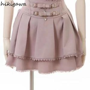 여성용 일본 스커트 하이 웨스트 a 라인 프릴 Jupe Fashion Summer Saia 2025 Faldas Mujer De Moda Sweet Y2k 미니 스커트