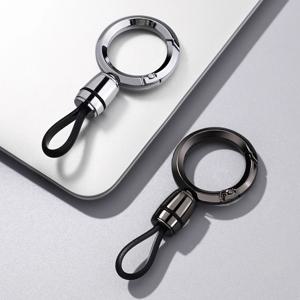 남성용 고급 메탈 키체인 심플한 자동차 키 체인 허리 고리 포함 가죽 끈 및 키체인 링 스타일리시한 정리용