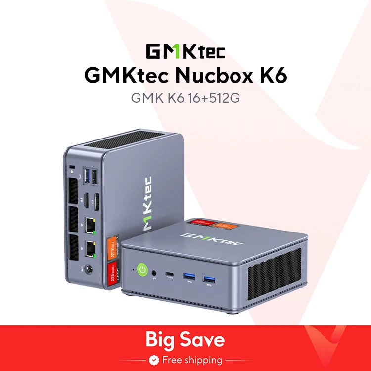 GMKtec K6 미니 PC AMD R7-7840HS 8C/16T 16GB DDR5 512GB PCIe 4.0 SSD 미니 데스크탑 컴퓨터 창 11 Pro WiFi 6E/BT5.2 Type-C