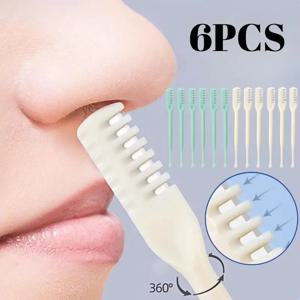 6Pcs 하이 엔드 코 헤어 트리머 편안한 360 회전 비강 가위 코 헤어 리무버 컴팩트 사이즈 휴대용 도구