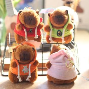 ZAKOL 귀여운 만화 Capybara 펜던트 키 체인 플러시 장난감 인형 가방 장식품을 매달려 사랑스러운 Kapila 인형 옷 동물 열쇠 고리