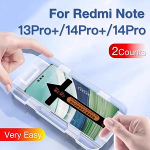 Xiaomi Redmi Note 13 14 Pro Plus + Red Mi 강화 유리 화면 보호기용 2Pcs 설치 키트로 보호