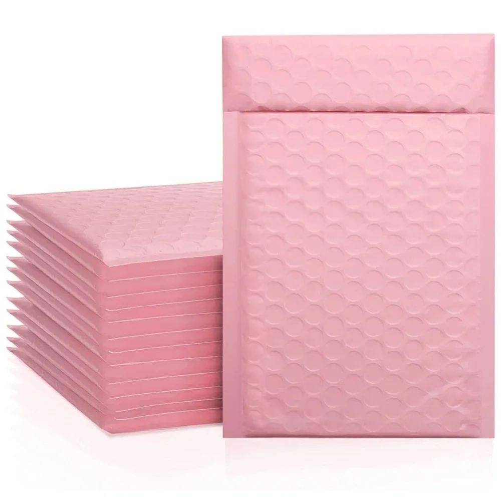 10pcs 복합 진주 빛 필름 버블 가방 핑크 의류 포장 익스프레스 가방 두꺼운 봉투 폼 방수 버블 가방