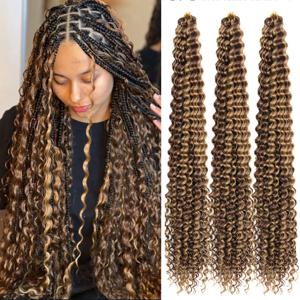 깊은 물결 모양의 트위스트 크로셰 뜨개질 머리 Boho 브레이드 헤어 합성 곱슬 머리 크로셰 뜨개질 머리띠 고온 섬유 브레이드 헤어 익스텐션